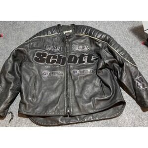 VTG Schott Motorcycle Jacket Mens 6XL Black Preowned Flaws Leather Racing
